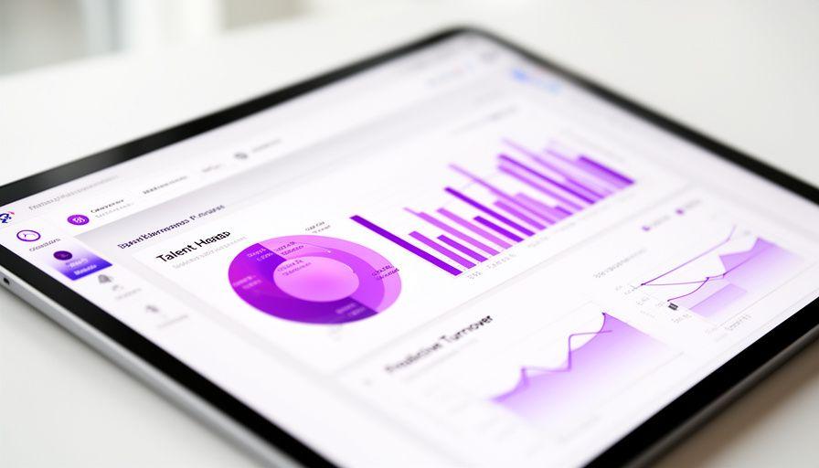 Close up of a clean, high-tech human capital management UI showing talent heatmaps